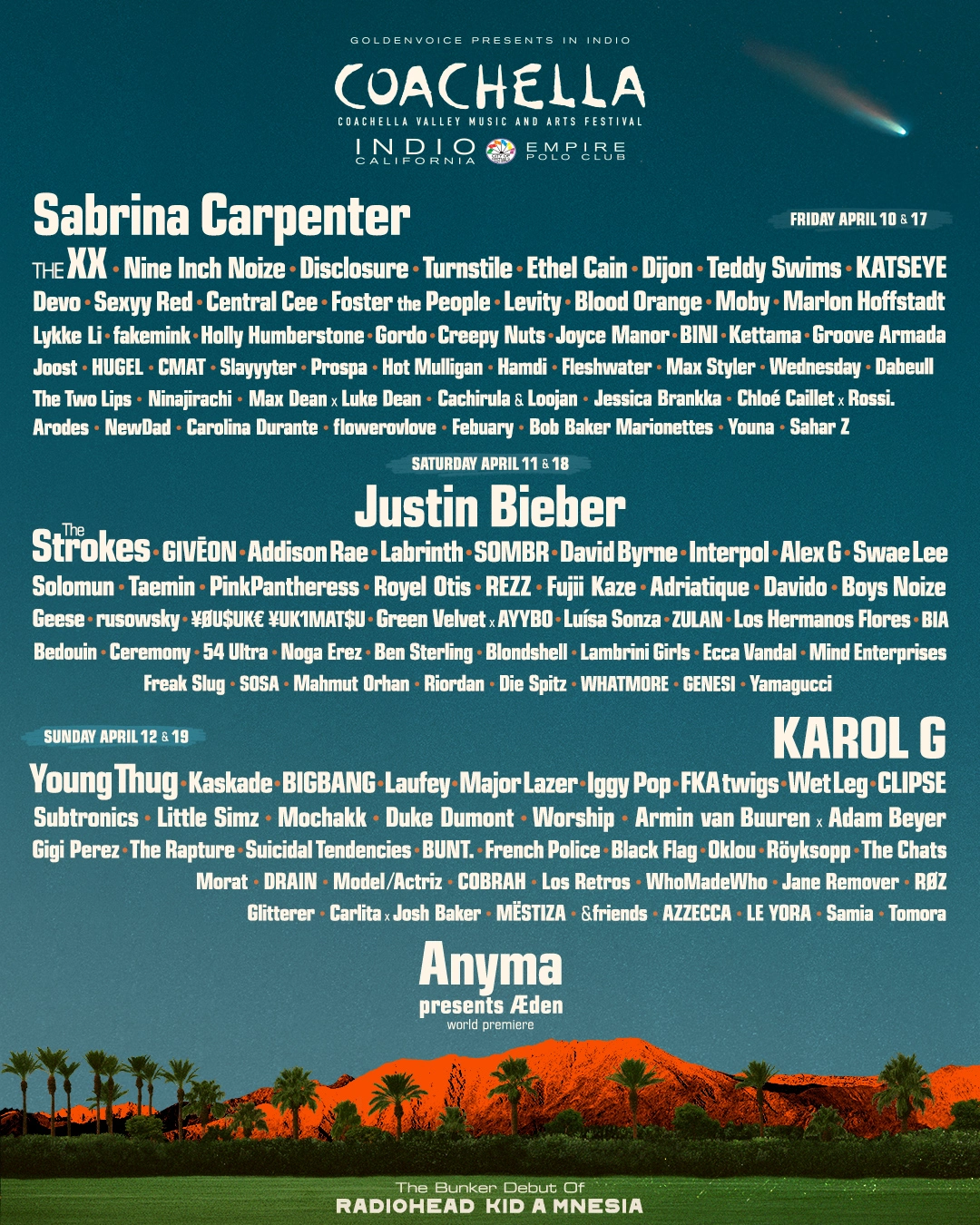 Programmation Coachella 2026